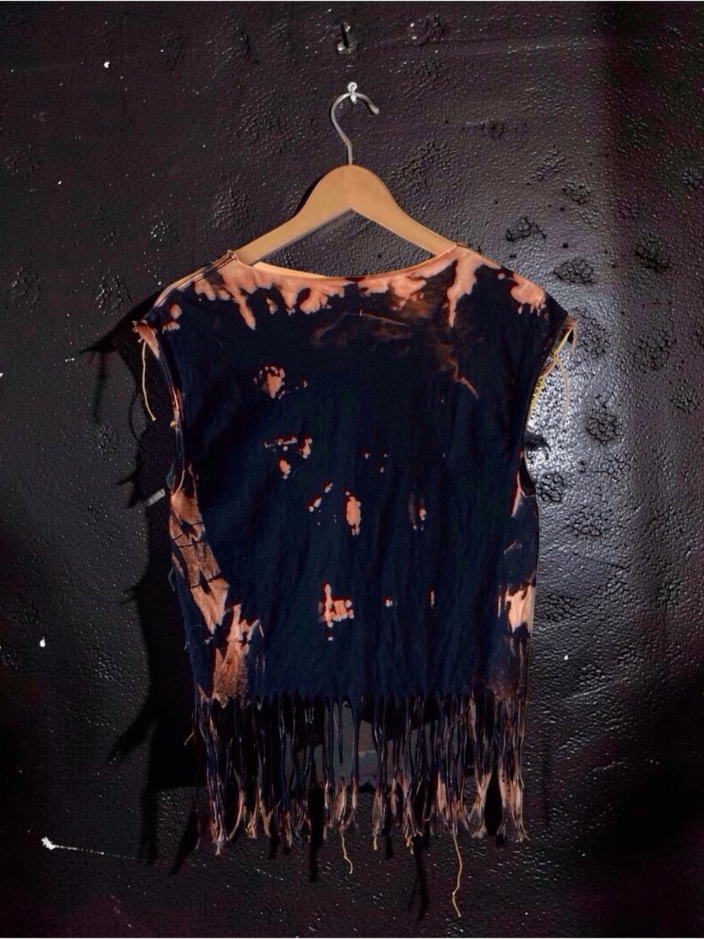 Upcycled Sons of Anarchy Bleach-Dyed Fringe Tank Small - Picture 7 of 10